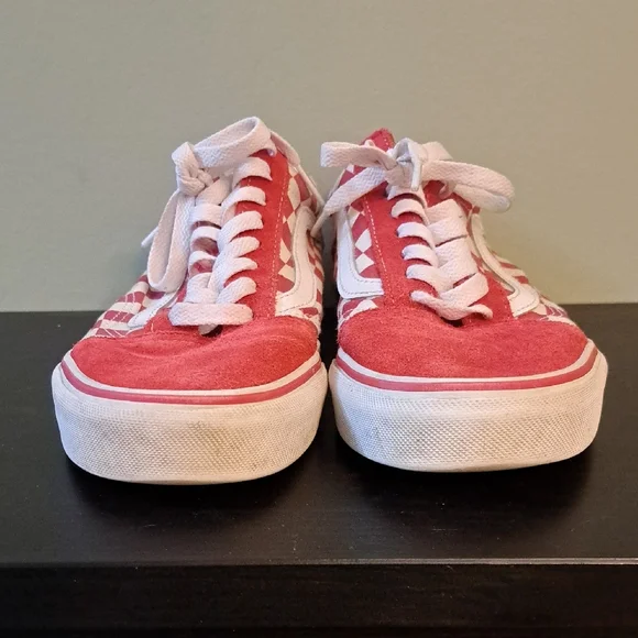 Vans Old Skool Red and White Checkerboard Canvas Sneakers Womens 8.5 Mens 7 - Picture 11 of 14